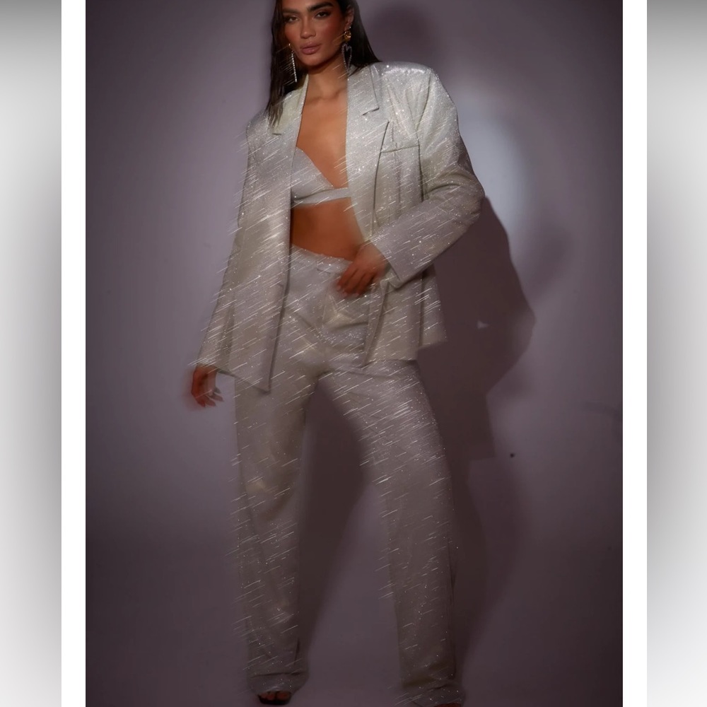 SLA the Label Metallic Pantsuit Set in Gold